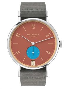 Đồng hồ Nomos Tangente 38 Date Ziegelblau Ref.179.S27 Thép Không Gỉ
