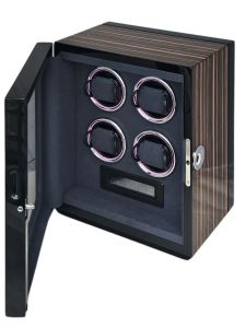 Hộp xoay đồng hồ 4 xoay vân gỗ cảm ứng khoá vân tay đèn LED RGB