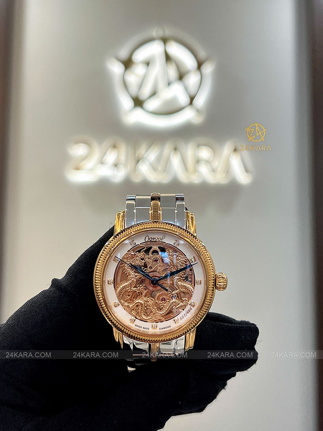 Đồng hồ Ogival Song Long Chầu Nguyệt OG358.652AGSR-T - Lướt