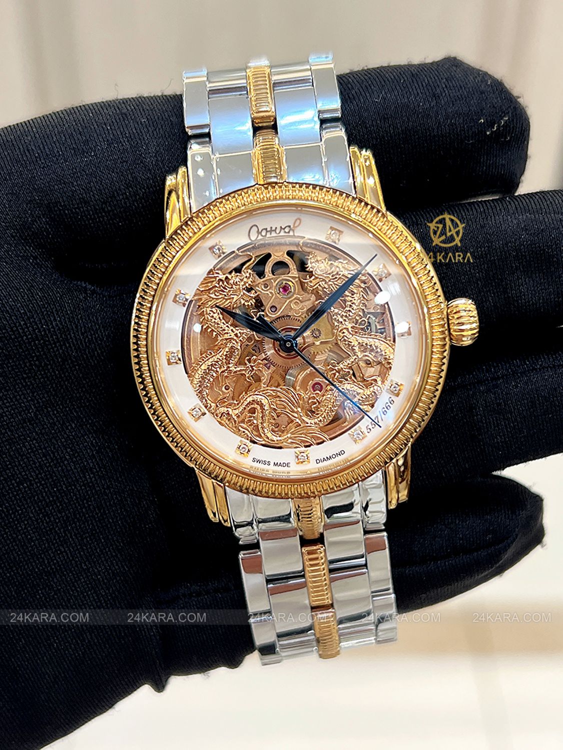 Đồng hồ Ogival Song Long Chầu Nguyệt OG358.652AGSR-T - Lướt