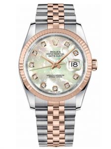 Đồng hồ Rolex Datejust 36 M116231-0021 116231-0021 Thép không gỉ và Vàng Everose 18ct Mặt khảm trai trắng Cọc số Kim cương