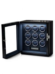 Hộp xoay đồng hồ 9 xoay - vân gỗ trắng cảm ứng khoá vân tay đèn LED RGB