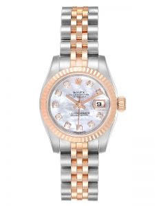 Đồng hồ Rolex Datejust 26 179171 Demi vàng hồng mặt khảm trai MOP cọc kim cương - Lướt