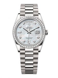 Đồng hồ Rolex Day-Date 36 M128349RBR-0080 128349RBR-0080 vàng trắng 18ct mặt số vỏ trai trắng nạm kim cương