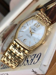 Đồng hồ Omega De Ville Prestige Tonneau Gold with bracelet 46032102 (lướt)