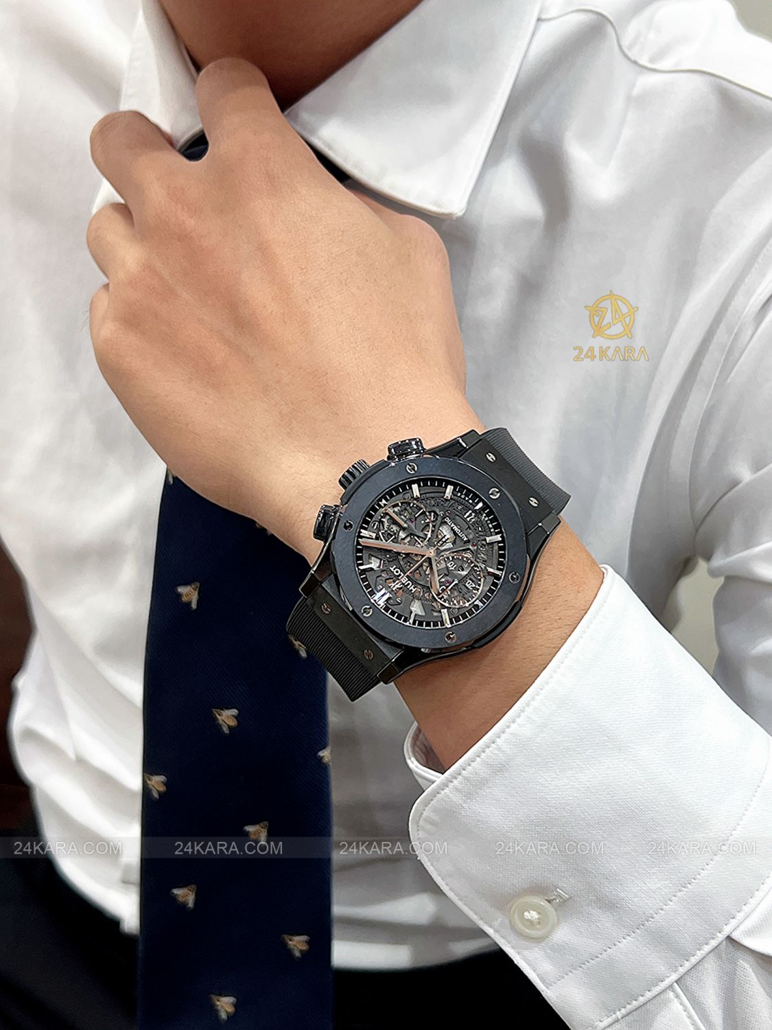 Đồng hồ Hublot Classic Fusion Aerofusion Black Magic 45 mm 525.CM.0170.RX Gốm Đen Skeleton Ceramic - Lướt