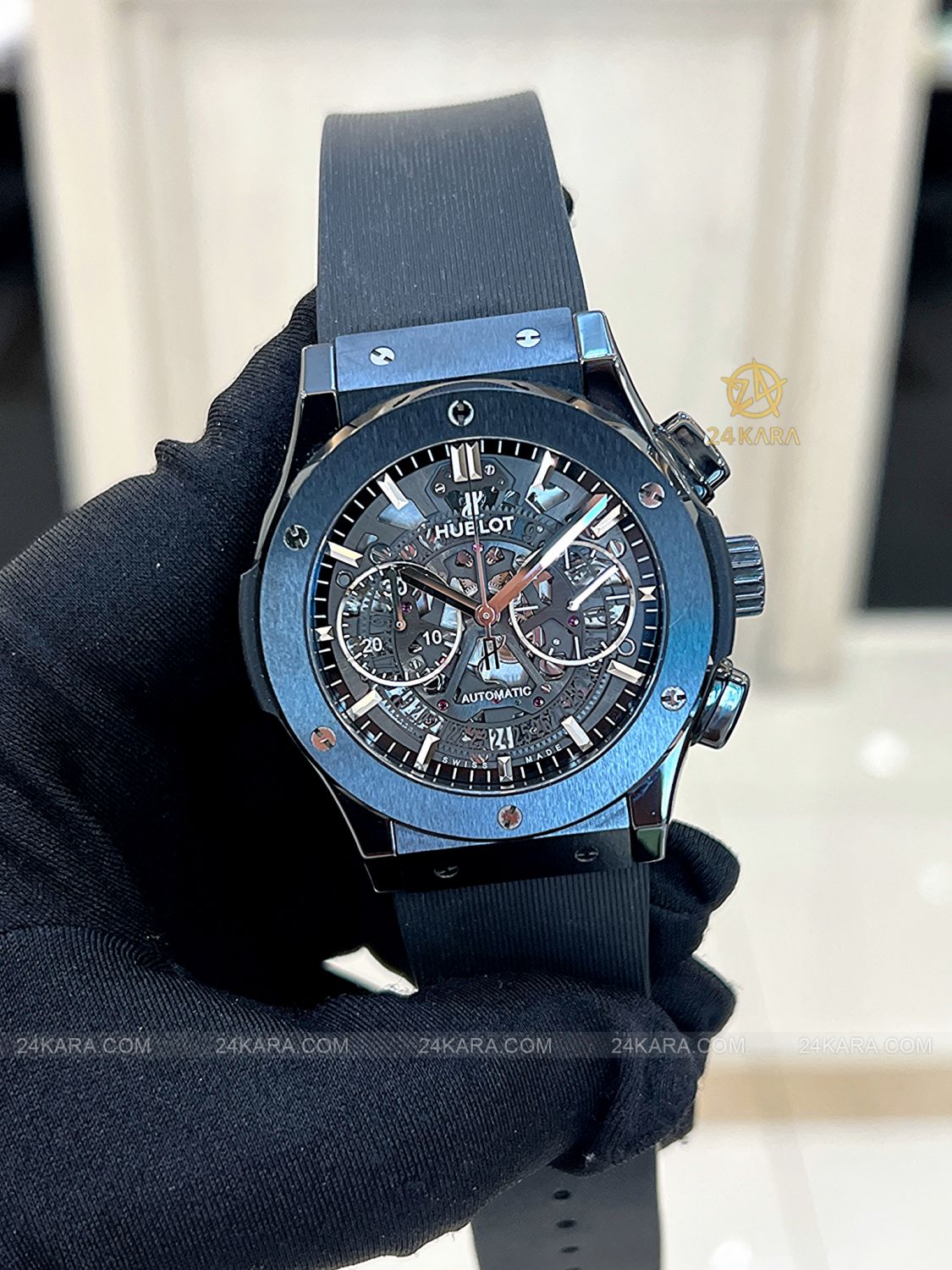Đồng hồ Hublot Classic Fusion Aerofusion Black Magic 45 mm 525.CM.0170.RX Gốm Đen Skeleton Ceramic - Lướt