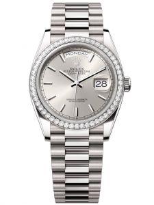 Đồng hồ Rolex Day-Date M128349RBR-0001 128349RBR-0001 vàng trắng và kim cương mặt số bạc