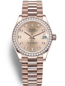 Đồng hồ Rolex Datejust M278285RBR-0025 278285RBR-0025 vàng Everose và kim cương, mặt số hoa hồng kim cương