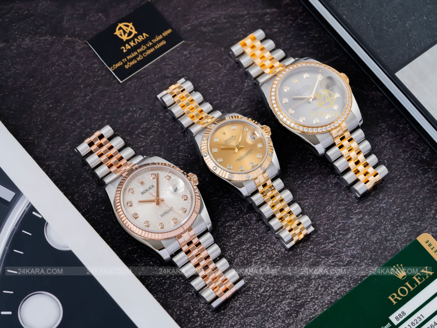 Đồng hồ Rolex Datejust 36 M116243 116243 Niềng kim cương Mặt bạc Demi vàng