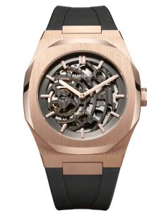 Đồng hồ D1 Milano Rose Gold Skeleton Rubber SKRJ03