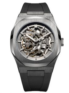 Đồng Hồ D1 Milano Gun Metal Skeleton Rubber SKRJ02