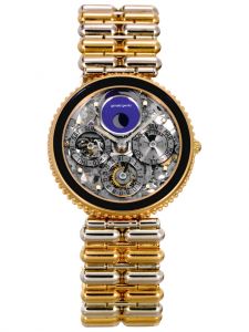 Đồng hồ Gérald Genta Astronomic Quantieme Perpetual Skeleton Gold 18K G3103.4 Black Onyx White Gold Yellow Gold Automatic - Lướt
