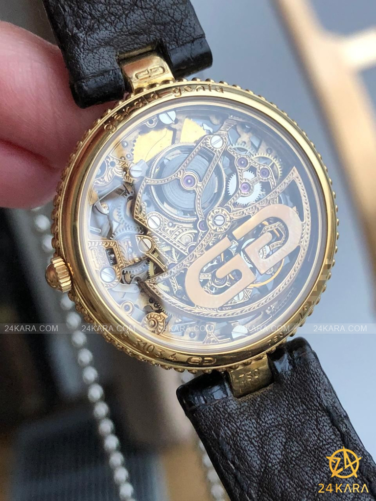 Đồng hồ Gérald Genta Astronomic Quantieme Perpetual Skeleton Gold 18K G3103.4 Black Onyx White Gold Yellow Gold Automatic - Lướt