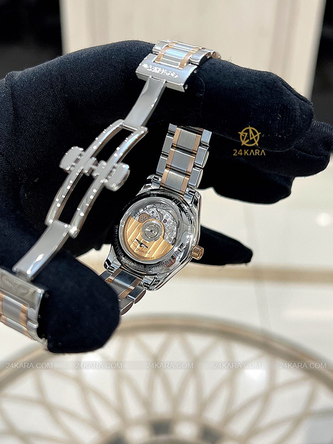 Đồng hồ Longines Master L2.257.5.59.7 L22575597 Vàng hồng 18K Mặt Đen Nạm Kim Cương - Lướt