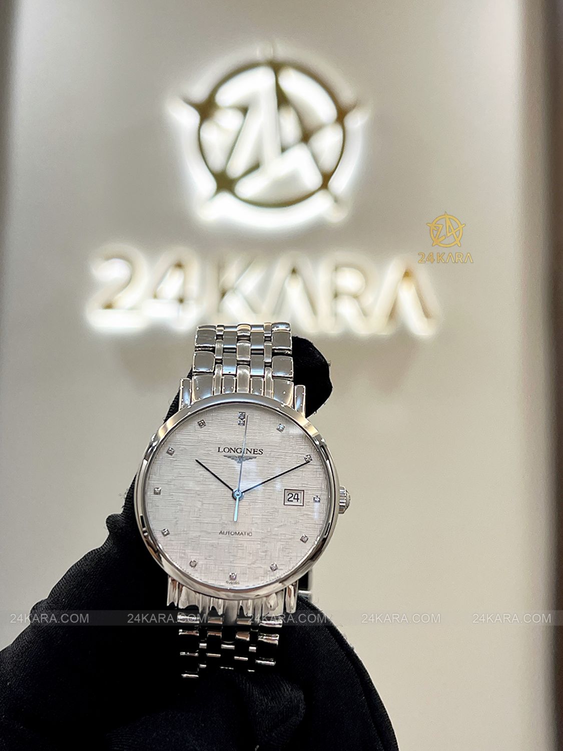 Đồng hồ Longines Elegant L4.810.4.77.6 L48104776 37mm mặt lụa kim cương - Lướt