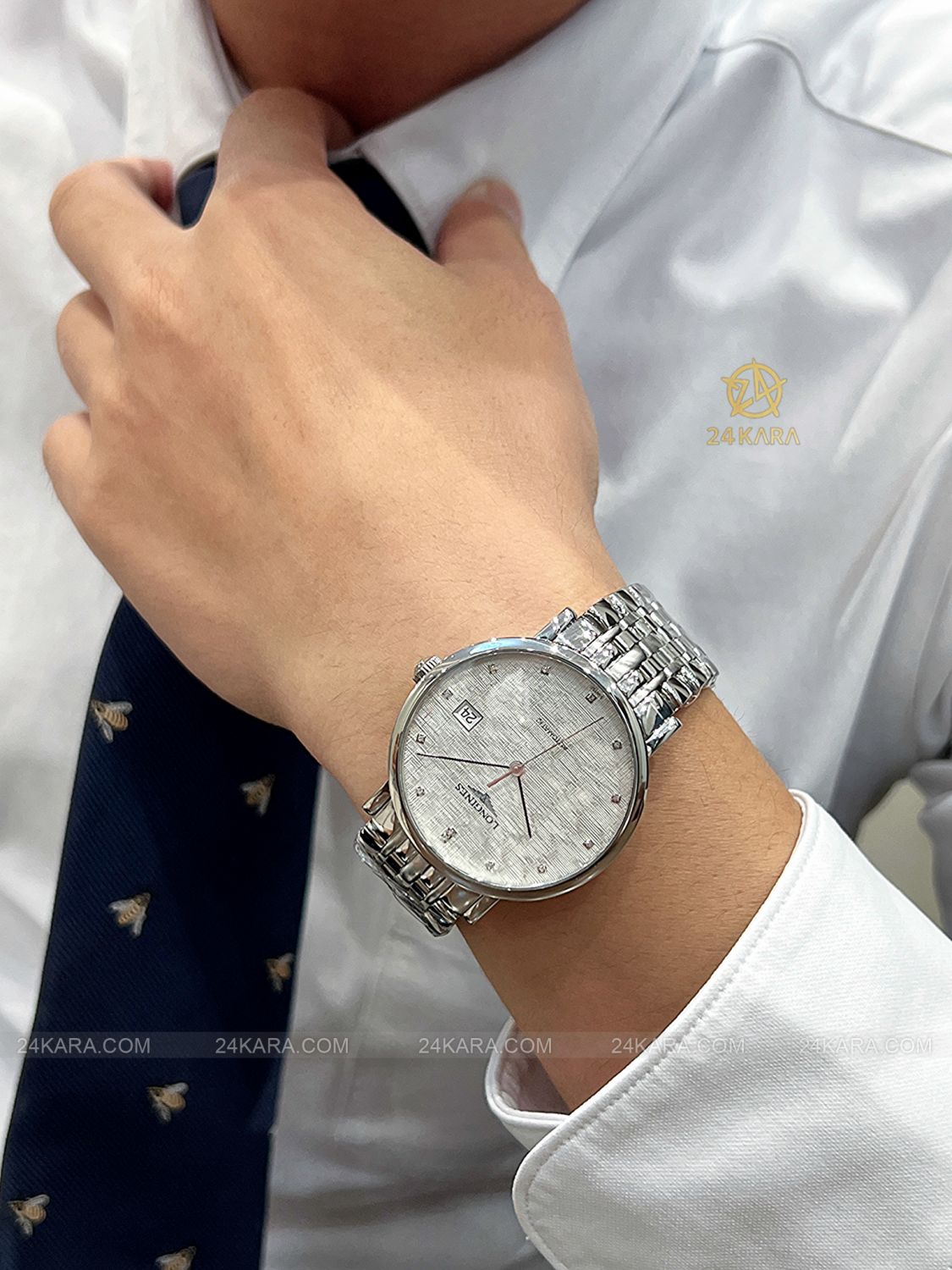 Đồng hồ Longines Elegant L4.810.4.77.6 L48104776 37mm mặt lụa kim cương - Lướt