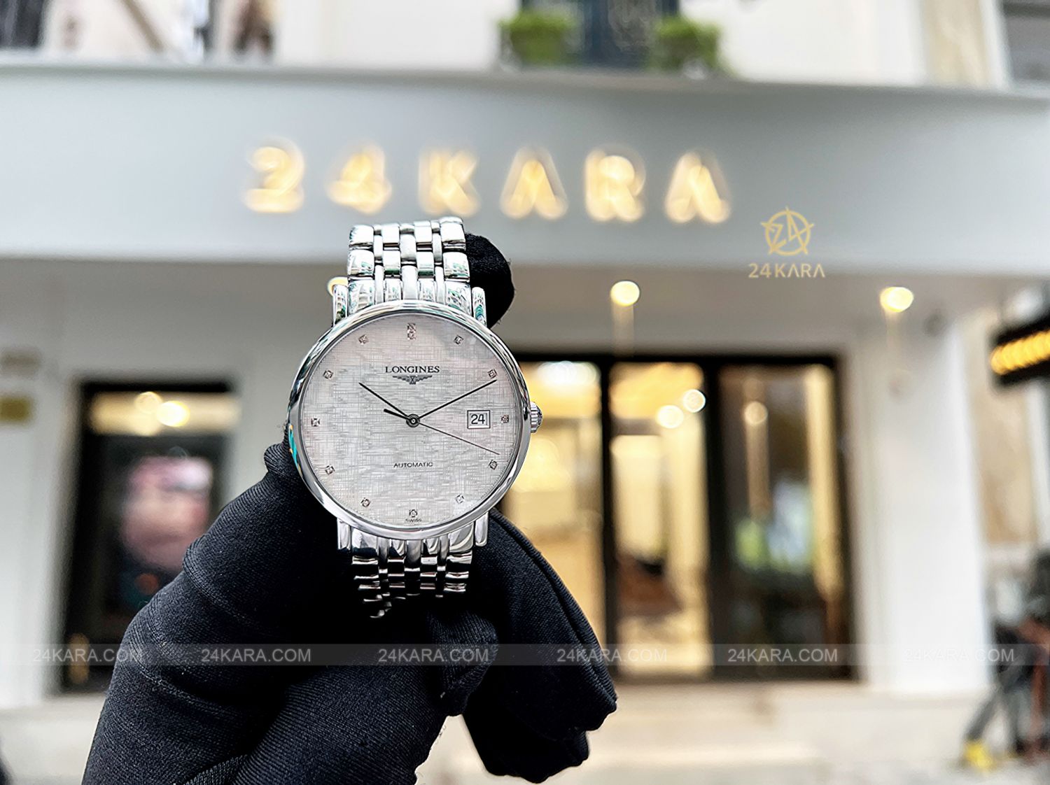 Đồng hồ Longines Elegant L4.810.4.77.6 L48104776 37mm mặt lụa kim cương - Lướt