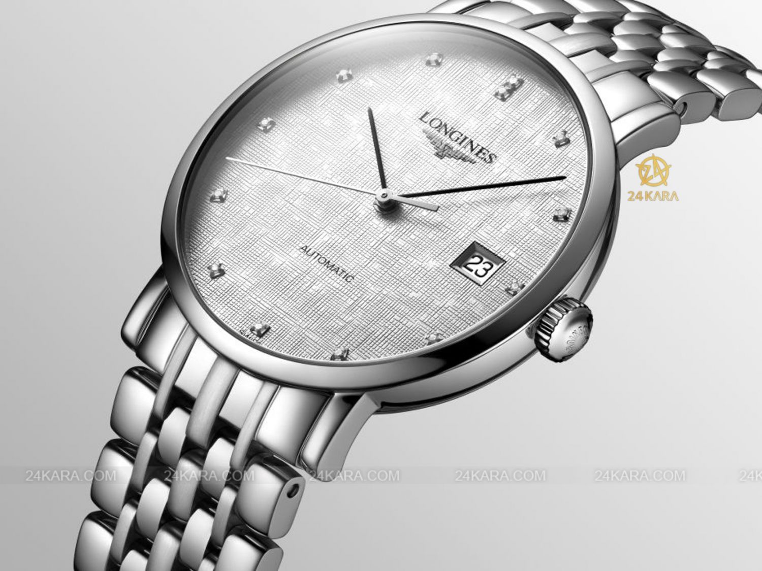 Đồng hồ Longines Elegant L4.810.4.77.6 L48104776 37mm mặt lụa kim cương - Lướt