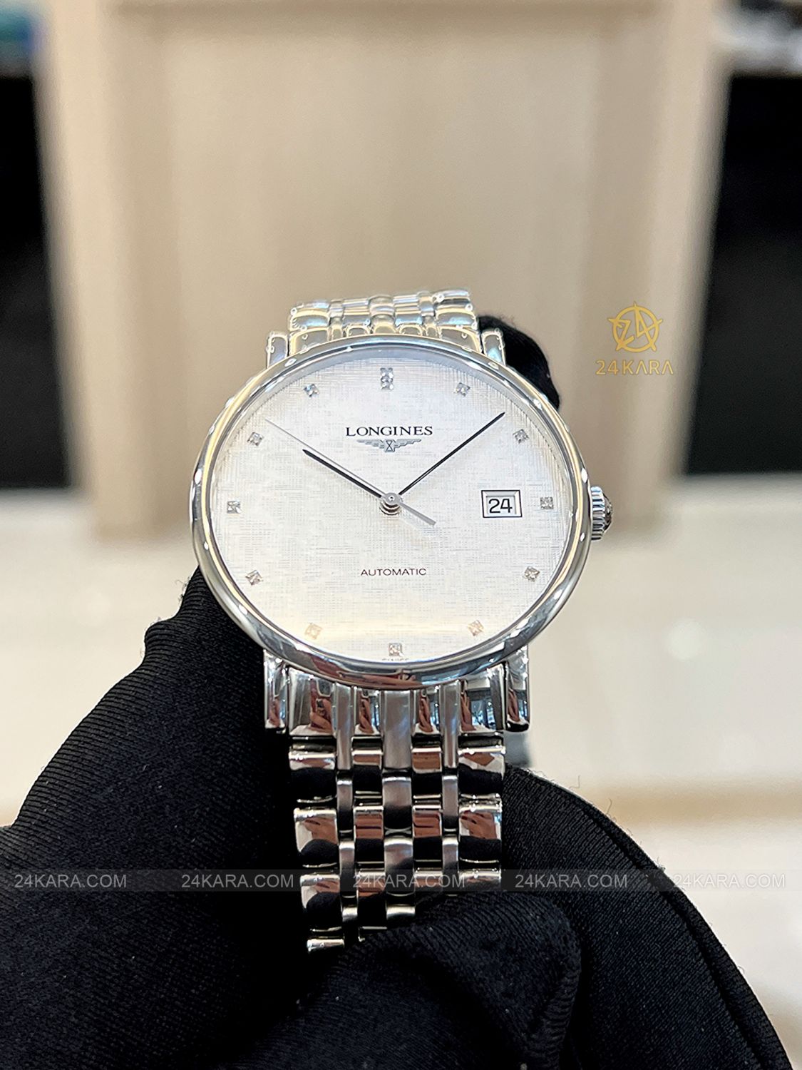 Đồng hồ Longines Elegant L4.810.4.77.6 L48104776 37mm mặt lụa kim cương - Lướt