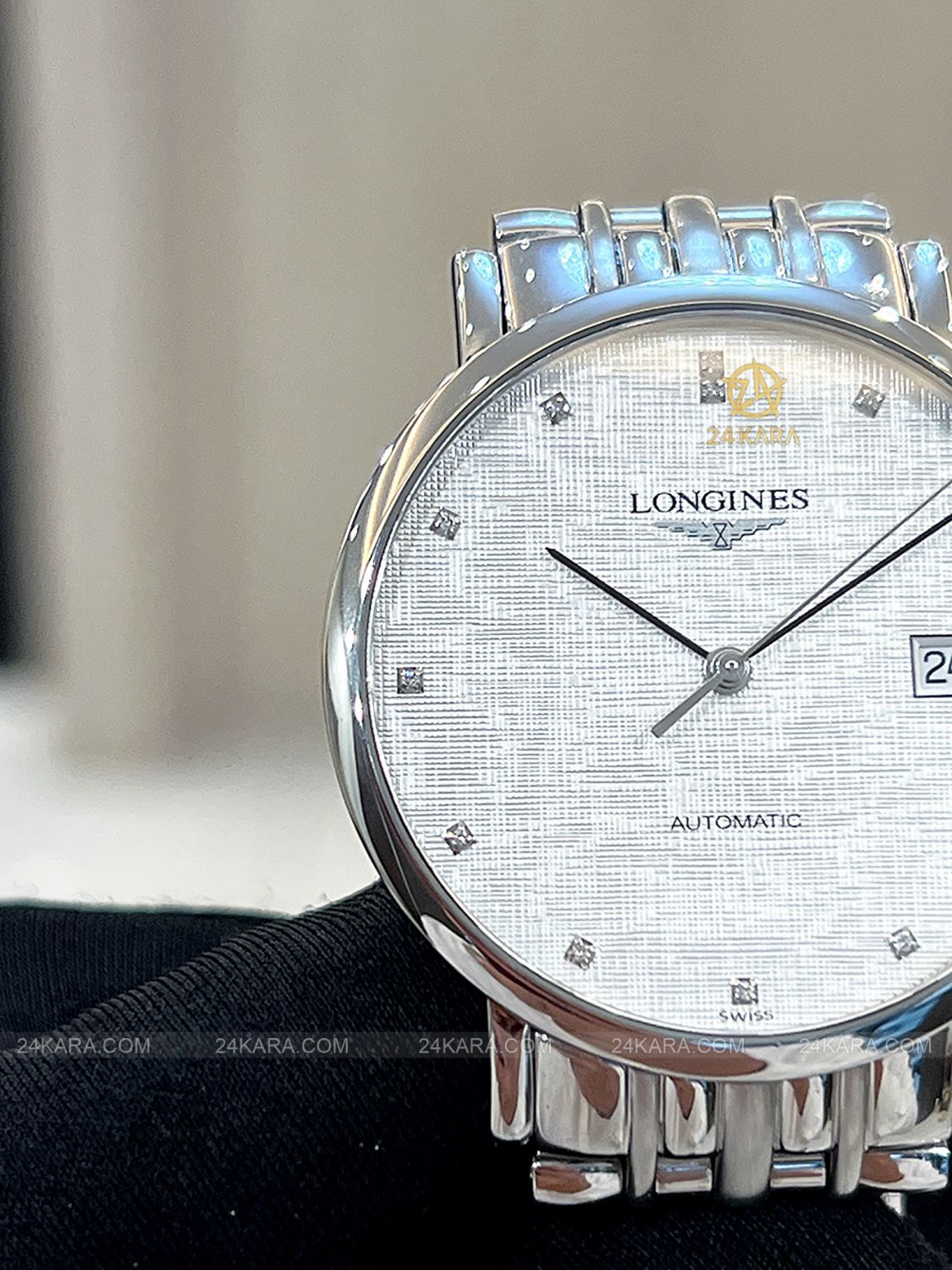 Đồng hồ Longines Elegant L4.810.4.77.6 L48104776 37mm mặt lụa kim cương - Lướt
