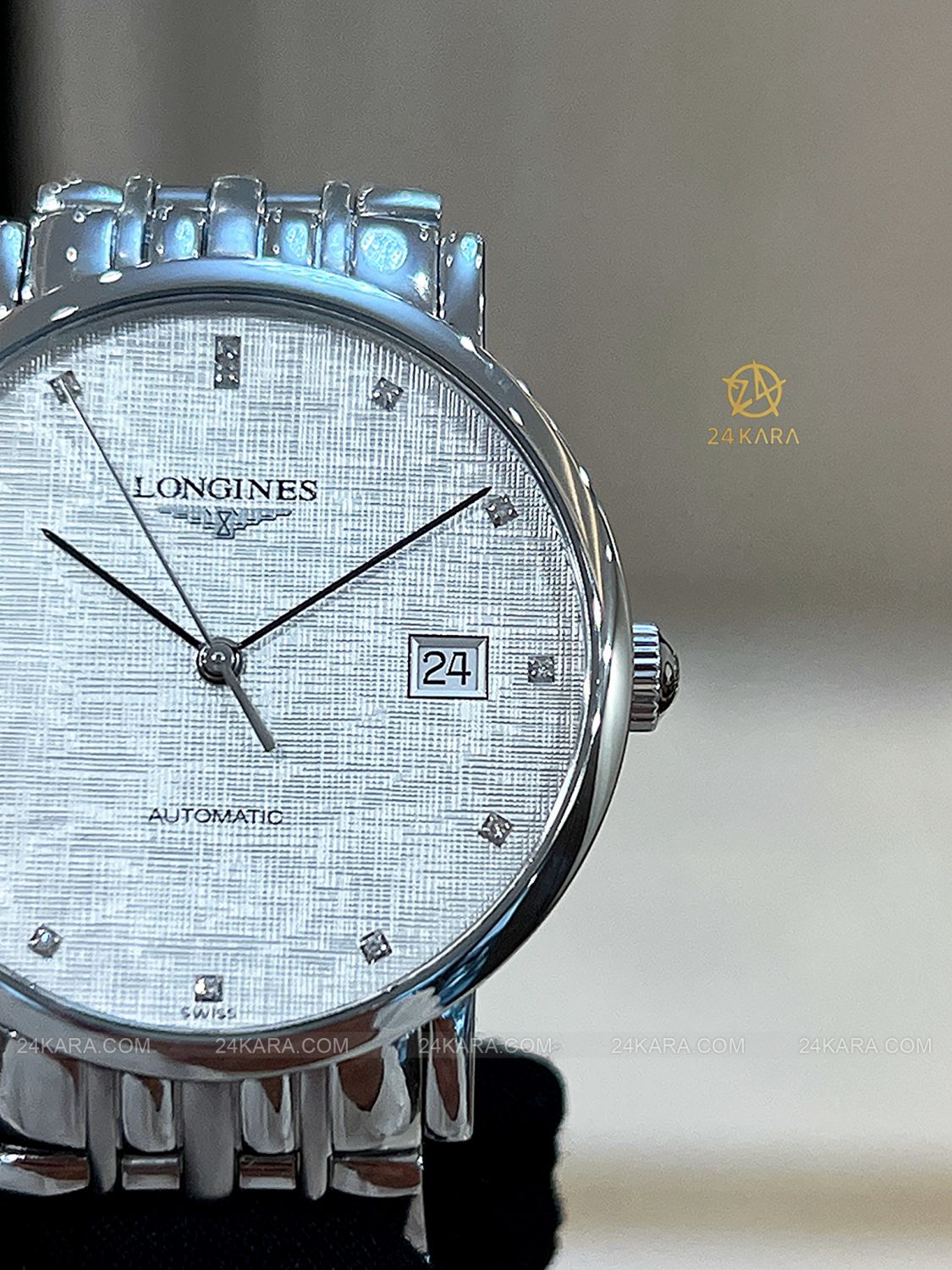 Đồng hồ Longines Elegant L4.810.4.77.6 L48104776 37mm mặt lụa kim cương - Lướt