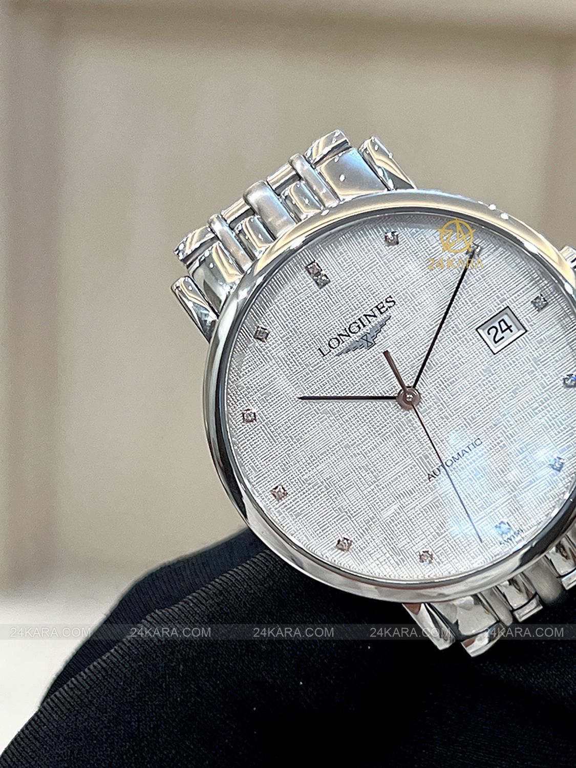 Đồng hồ Longines Elegant L4.810.4.77.6 L48104776 37mm mặt lụa kim cương - Lướt