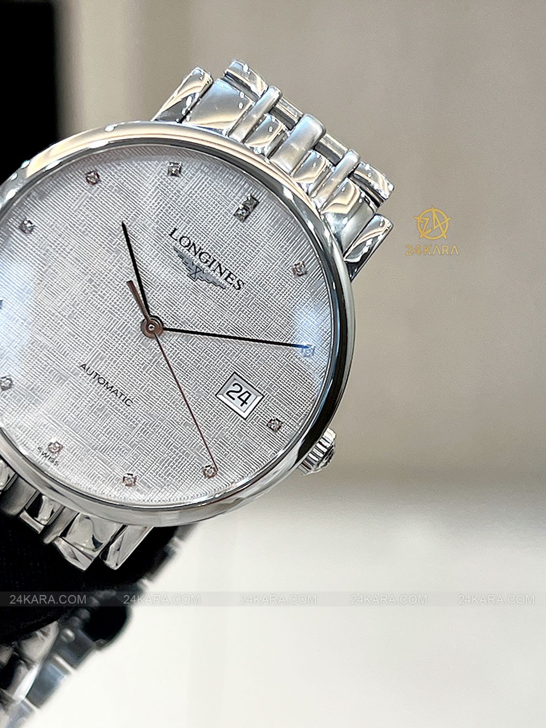 Đồng hồ Longines Elegant L4.810.4.77.6 L48104776 37mm mặt lụa kim cương - Lướt