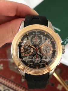 Đồng hồ Perrelet Chronograph Skeleton GMT White & Rose Gold A230