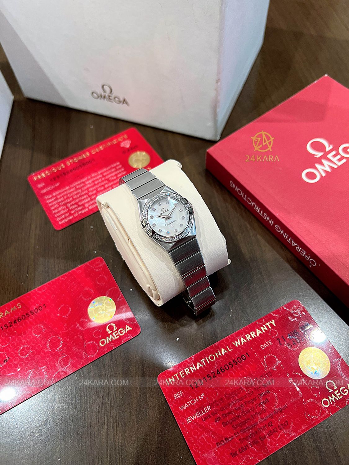 Đồng hồ Omega Constellation 123.15.24.60.55.001 Lady Mini 24 Mặt Ốc MOP Niềng Kim Cương - Lướt