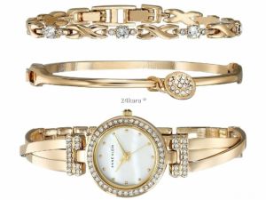 Đồng hồ Anne Klein Goldtone Crystal Bangle 1868GBST