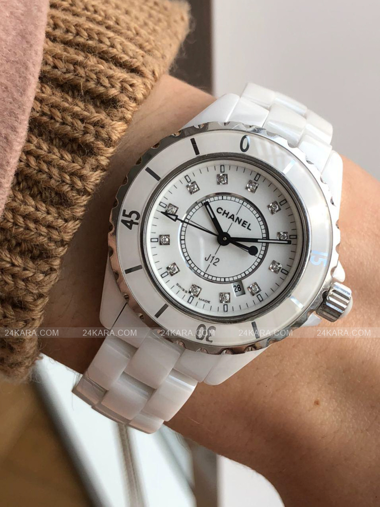 Chanel J12 diamonds stainless steel and ceramic watch