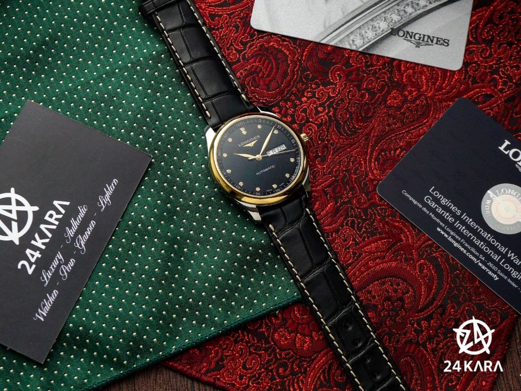 Review chi tiết đồng hồ Longines Master L2 755 5 57 2 L27555572 Kim Cương Demi Vàng