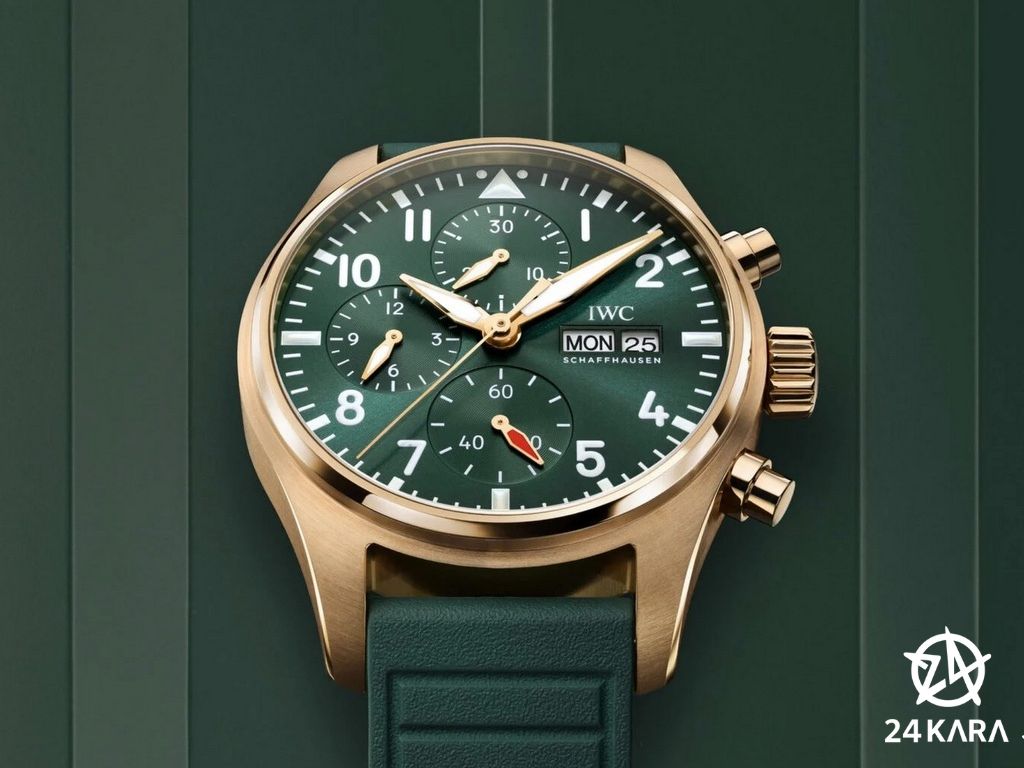 Giới thiệu đồng hồ IWC Pilot Chronograph 41 Pink Gold/Green Dial IW388110 mới