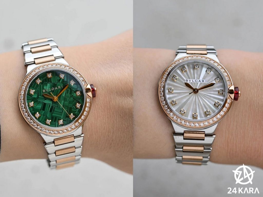 Giới thiệu bộ đôi đồng hồ Bulgari Lucea mới với mặt số xà cừ và mặt malachite tuyệt đẹp