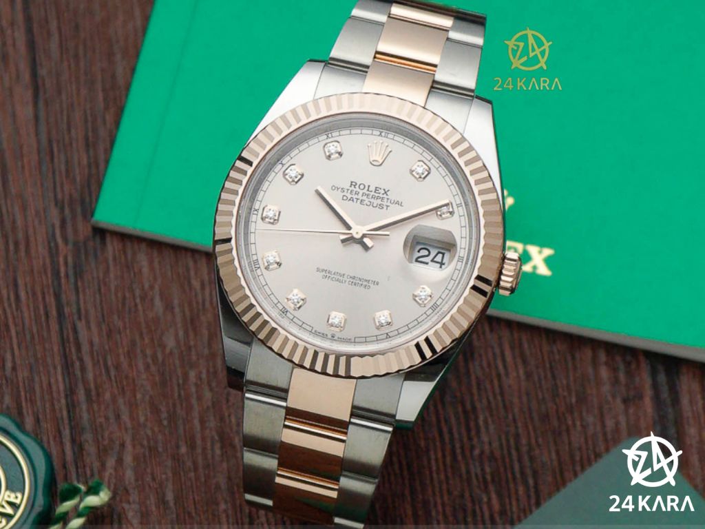 Review Rolex Datejust 126331-0007 Oystersteel và vàng Everose, mặt số sundust kim cương