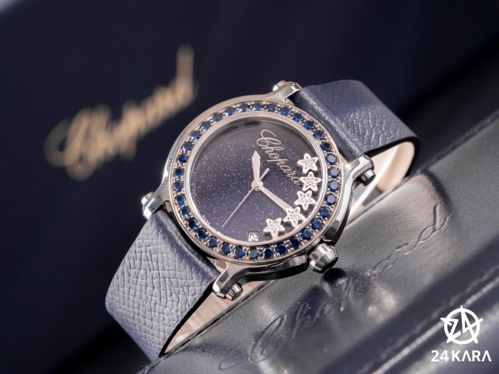 Review chi tiết Chopard Happy Sport Anniversary 278476-2011 Giới Hạn 150pc Niềng Nạm Sapphire