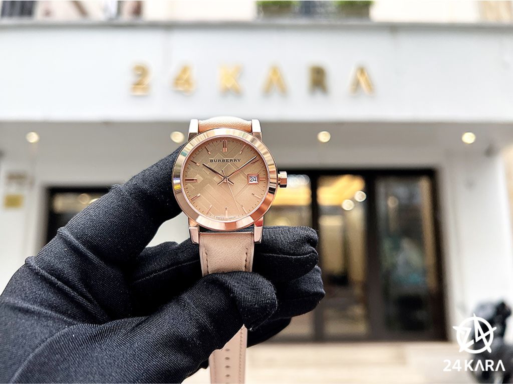 Review chi tiết đồng hồ Burberry The City Women's Beige Leather BU9109