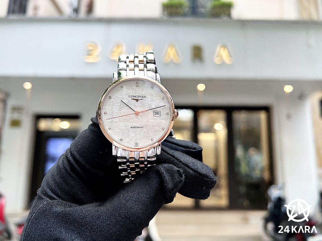 Review chi tiết đồng hồ Longines Elegant Collection L4.910.5.77.7 Kim Cương Mặt Lụa