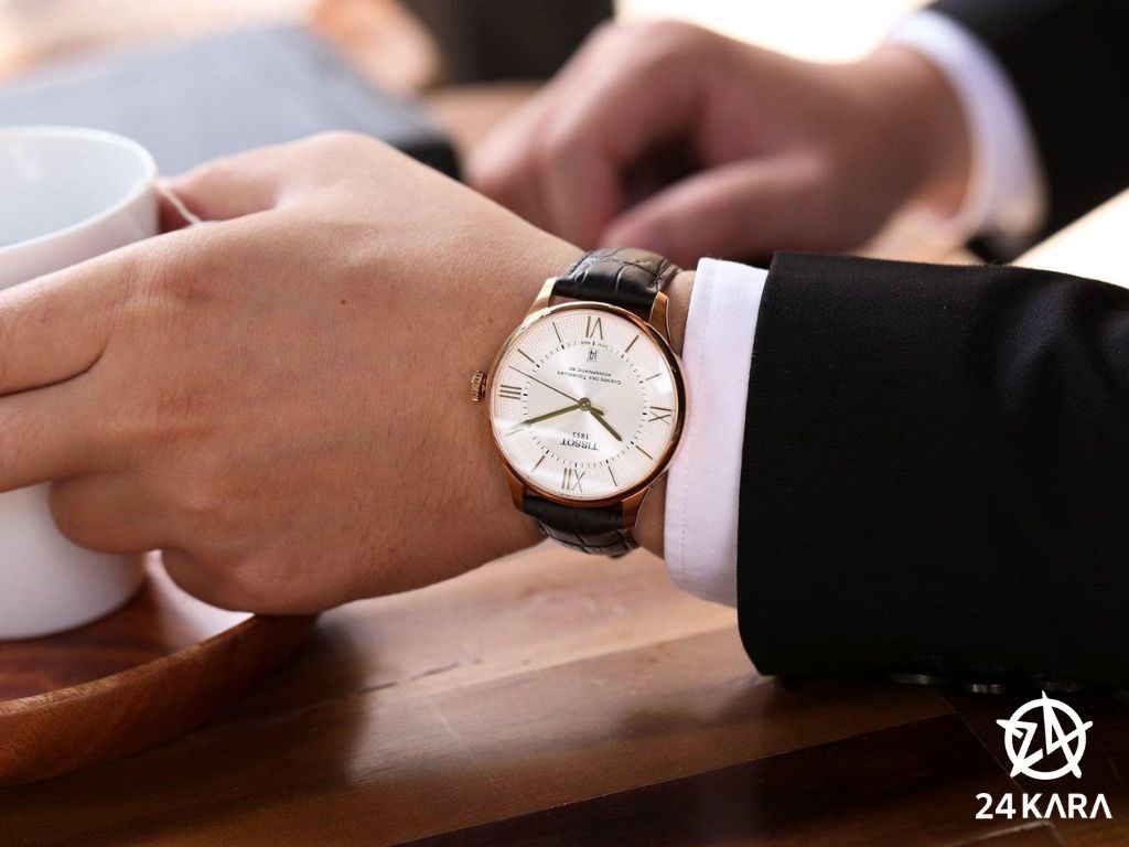 Review chi tiết Tissot Chemin Des Tourelles T099.407.36.038.00 Powermatic 80 Vàng Hồng