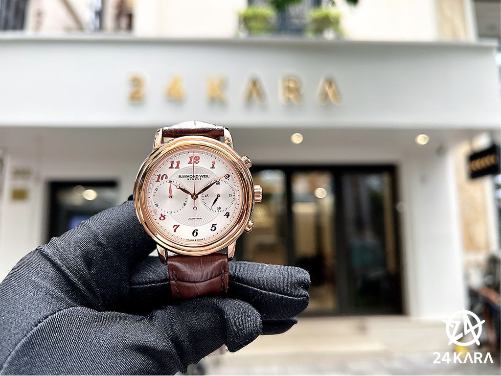 Review chi tiết Raymond Weil Maestro Chronograph 4830-PC5-05658 Vàng Hồng Kim Mắt Ngỗng