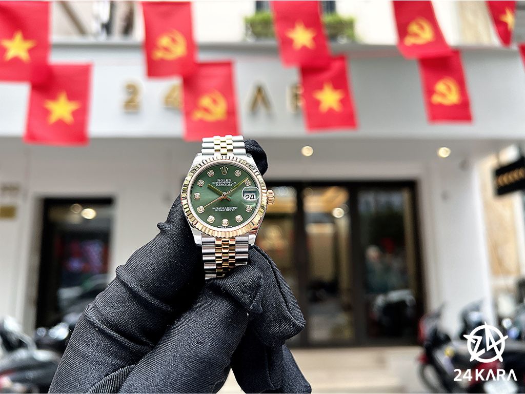 Review Rolex Datejust 31 M278273-0030 Vàng Kim 18ct Mặt Xanh Olive Kim cương