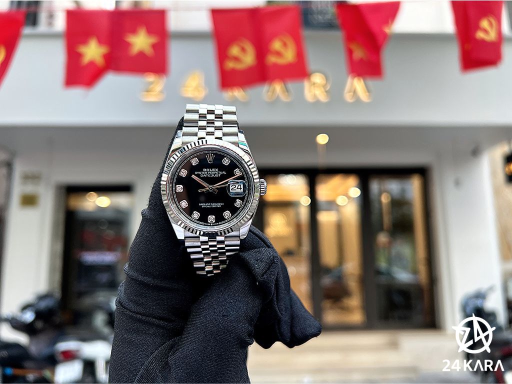 Review chi tiết Rolex Datejust 36 M126234-0027 Thép Oystersteel và Vàng Trắng 18ct Mặt Đen