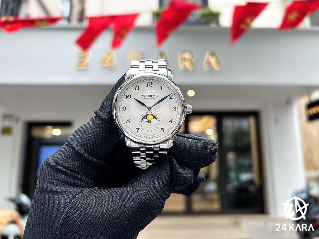 Review chi tiết Montblanc Star Legacy Moonphase 42 MB117326 Kim Xanh