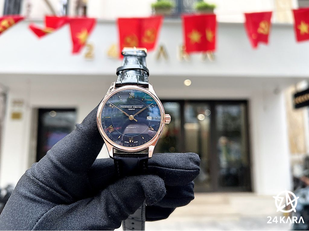 Review chi tiết đồng hồ Frederique Constant FC-303MN5B4 Rose Gold Blue Roman