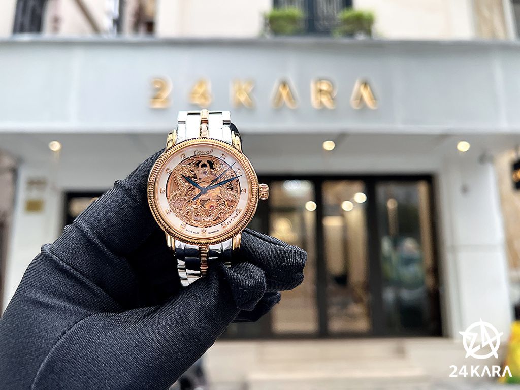 Review chi tiết đồng hồ Ogival Song Long Chầu Nguyệt OG358.652AGSR-T