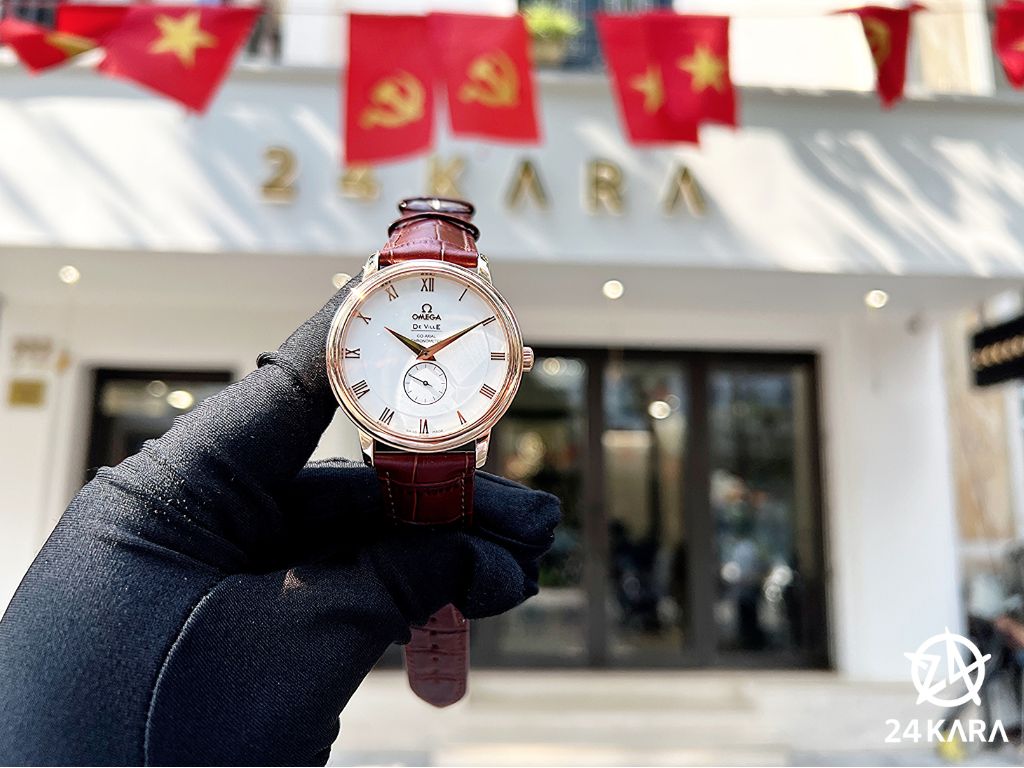 Review chi tiết Omega De Ville Prestige 4614.20.02 39 Vàng hồng 18K Roman Small seconds