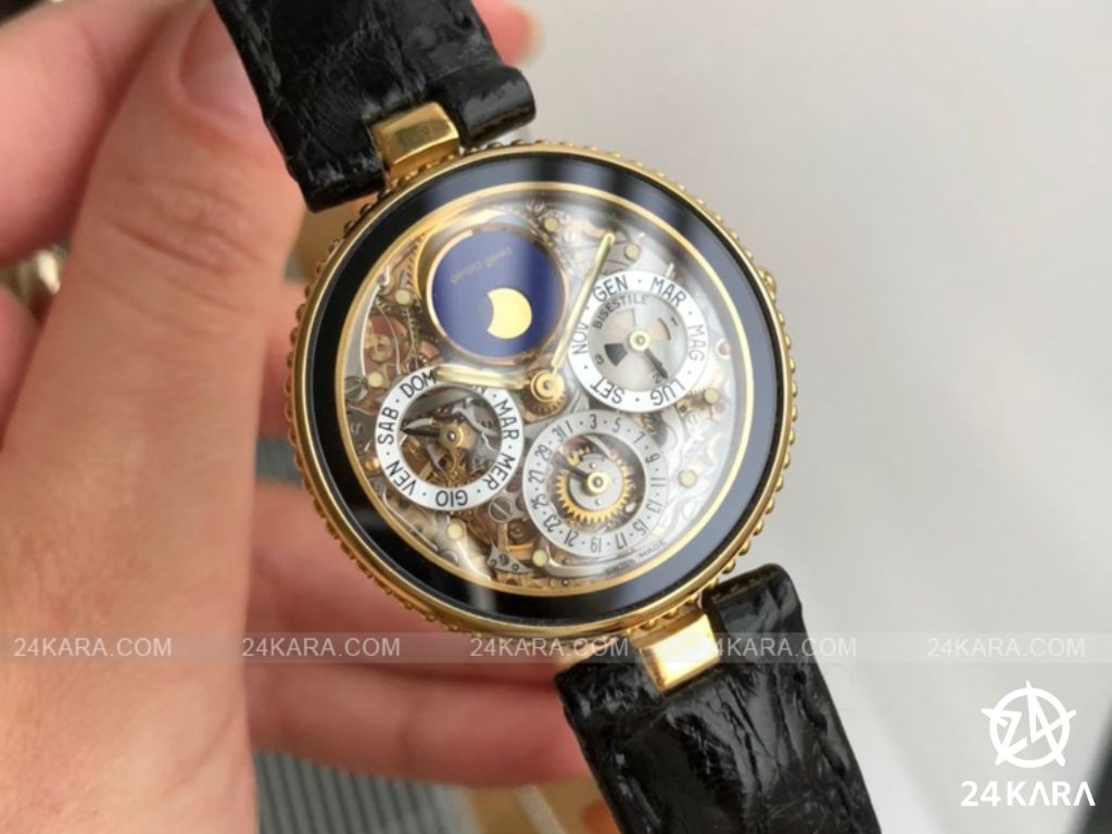 Review Gérald Genta Astronomic Quantieme Perpetual Skeleton Gold 18K G3103.4 Black Onyx White Gold Yellow Gold Automatic