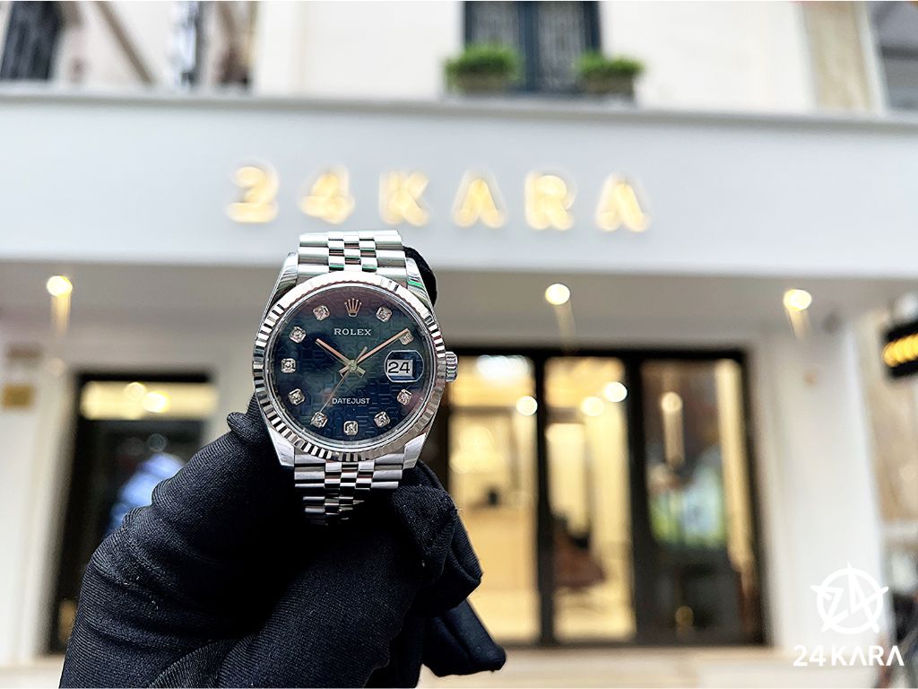 Review chi tiết Rolex Datejust 36 M126234-0011 Thép Oystersteel và Vàng Trắng 18ct Mặt xanh vi tính