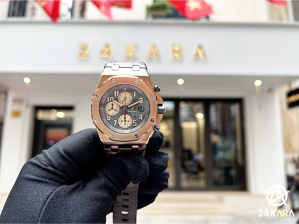 Review chi tiết Audemars Piguet Royal Oak Offshore Rose Gold 18K Gray 26470OR.OO.A125CR.01 Nâu Xám Vàng Hồng